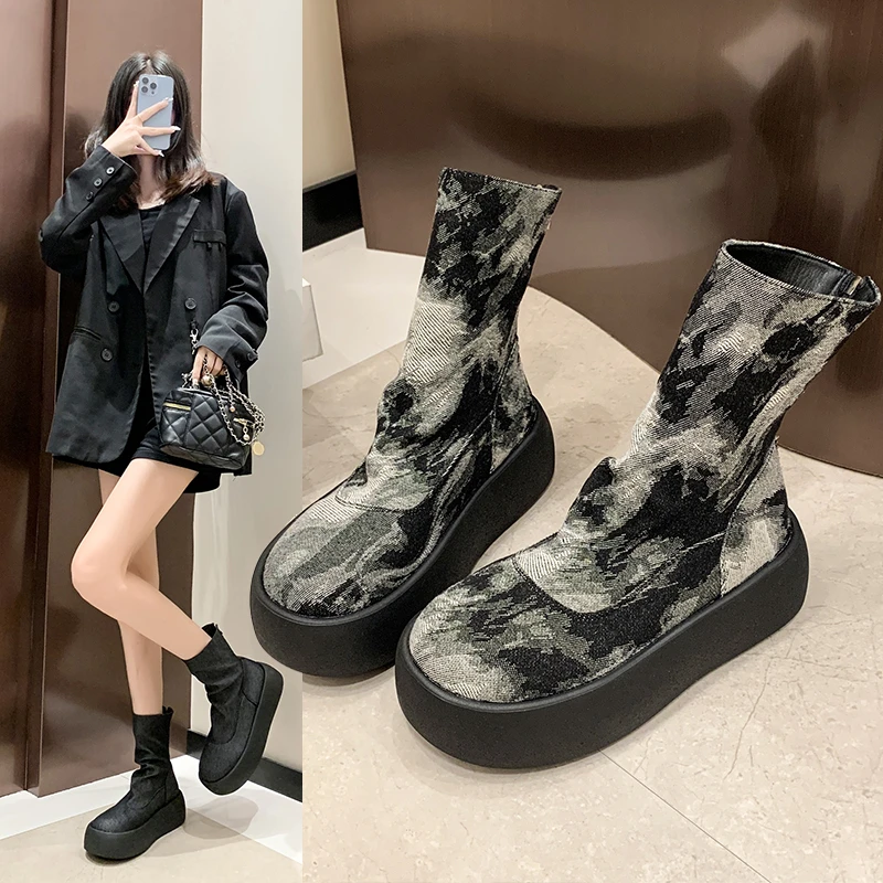 

High Appearance Level Thick Bottom Round Head Fashion All Comfortable Non-slip Breathable Wear-resistant Women's Short Boots