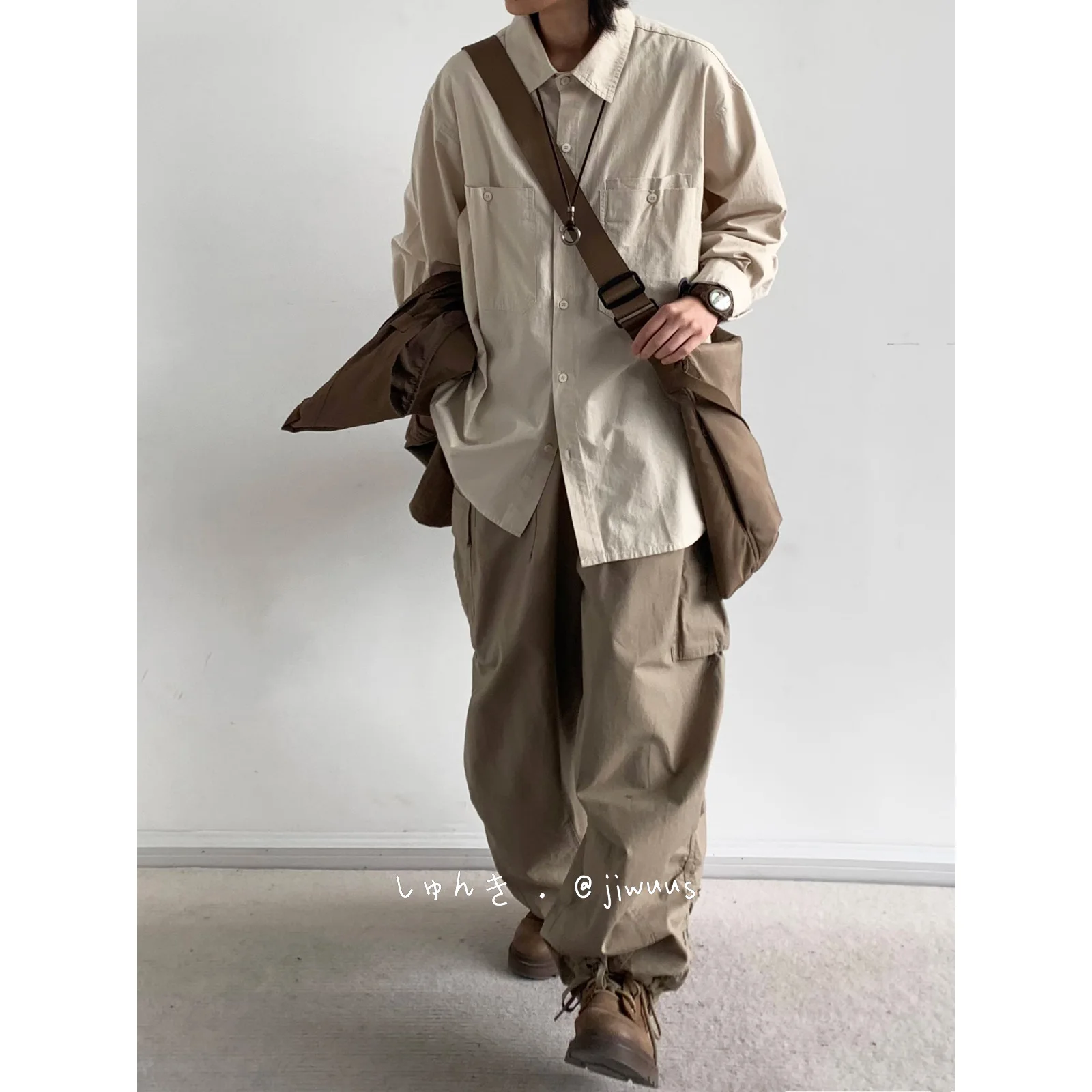 Long-sleeved Shirt Basic Style Spring Autumn New Retro Solid Simple All-matching Male Famale All-matching Korean Loose Casual