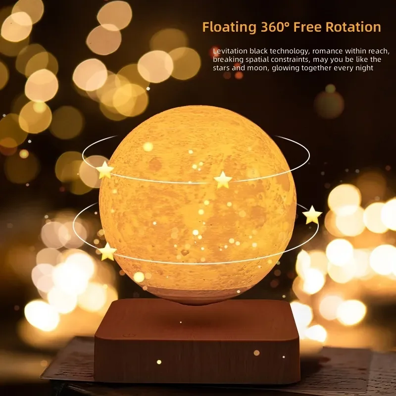 For Galaxy Color Moon Lamp Outer Carving Water Transfer Magnetic Levitation Ornament Luxury Birthday Gift Wholesale Decor