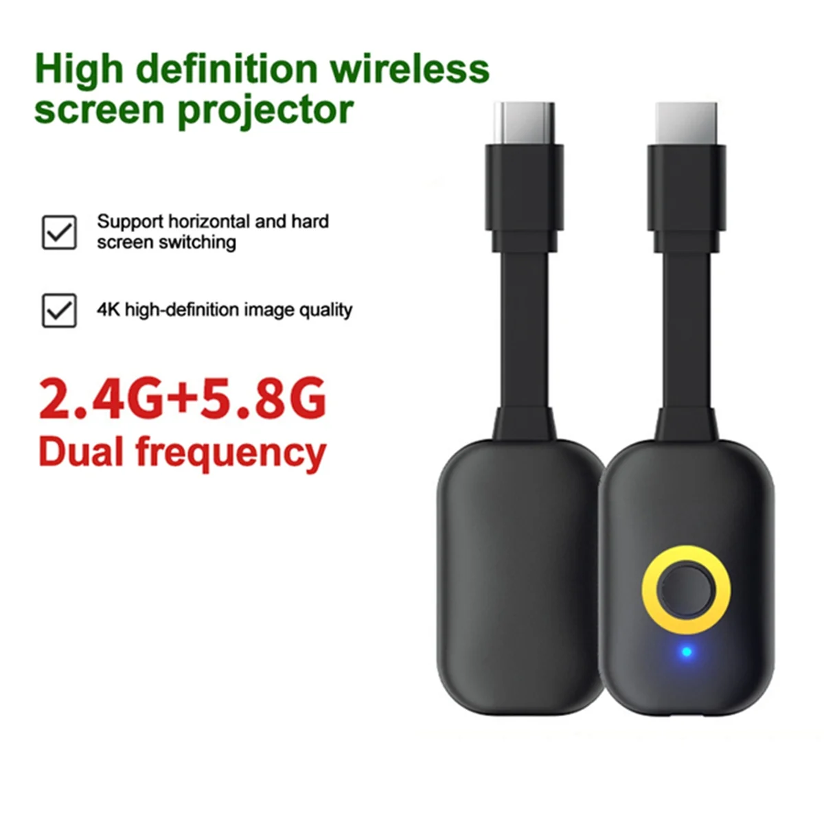 Projetor de telefone 4k hd, wi-fi, sem fio, compatível com tv stick, receptor miracast, adaptador de exibição de tela