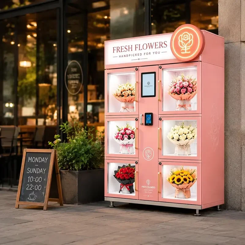 for Fresh Flower Locker Vending Machine with Compressor Cooling Touch Screen Multiple Payment Methods and 24H Self Service