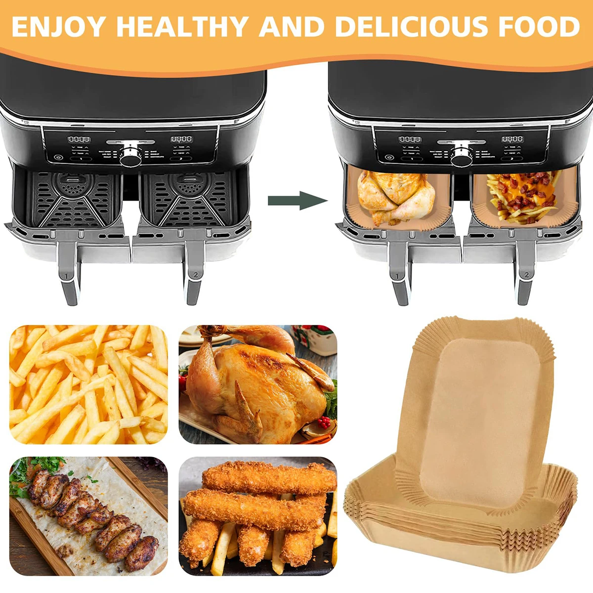 Papier friteuse jetable, Ninja AF500EU, AF500EU, accessoires air fryer, Ninja Foodi Flex 10.4 L