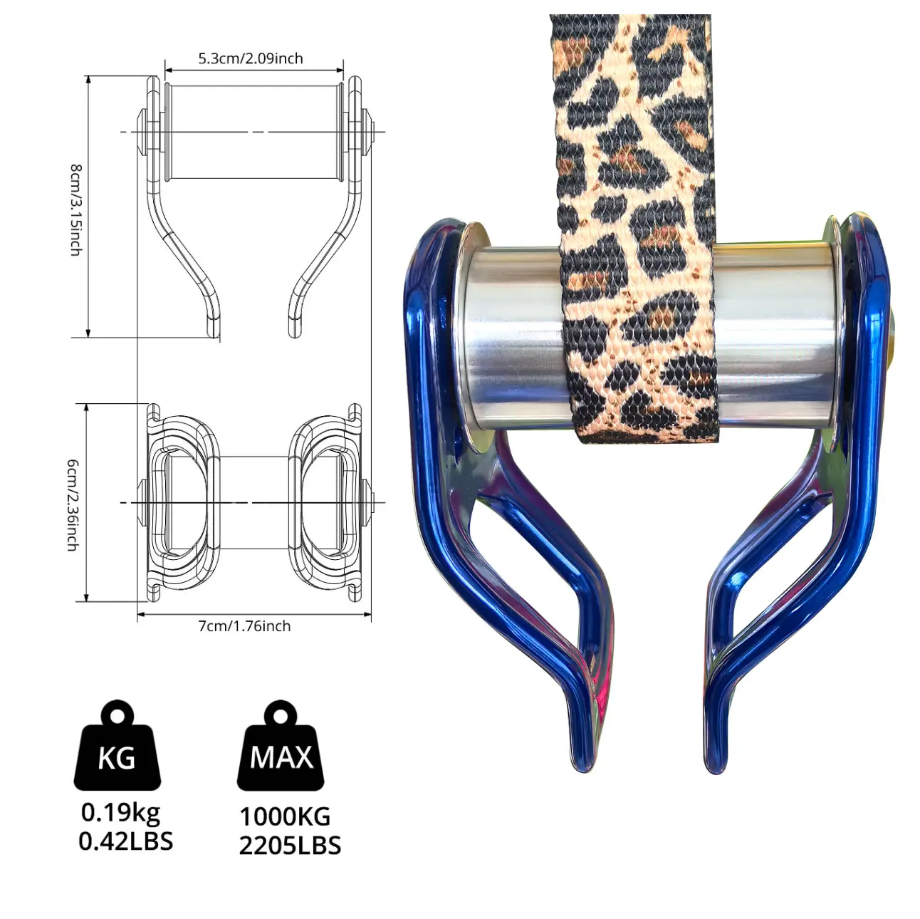 Outdoor Rescue Cross Lift Pulley Over Knot 7075 Aluminium Alloy Pulley Reinforced Small Single Pulley Anti-tilt Flat Pulley