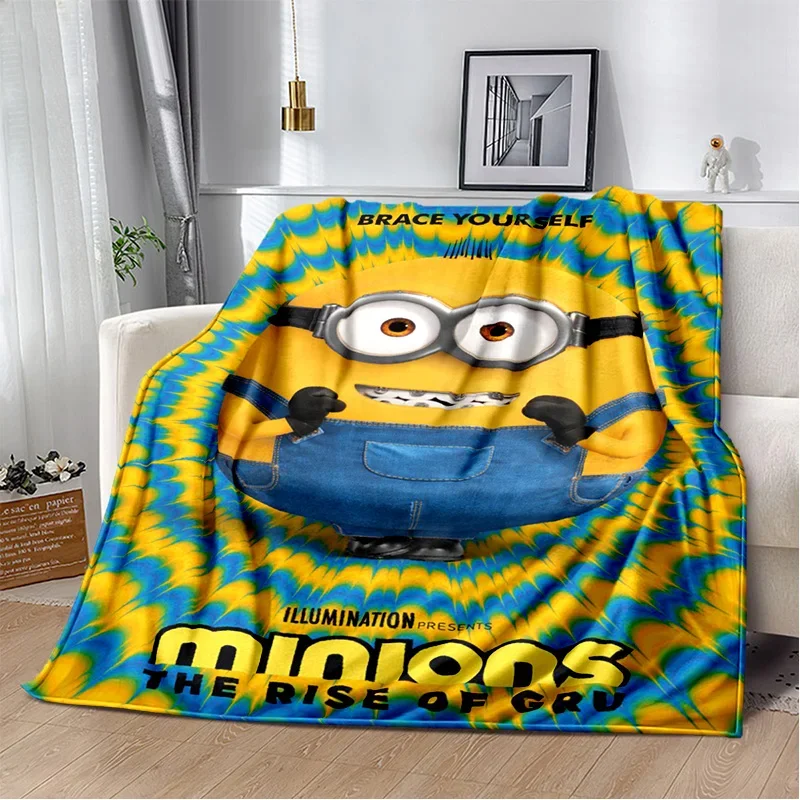 Kawaii Despicable Me Minions Cartoon Soft Blankets,Throw Blanket Comfortable Blanket for Picnic Beds Sofa Home Bedroom Kid Cover