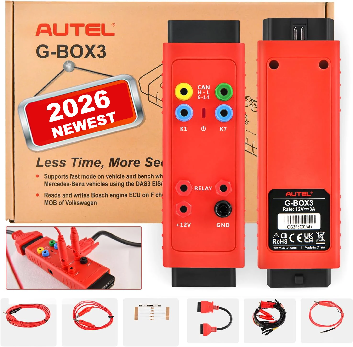 Auto Key Programming Adapter Tool Autel G-BOX3 Accessory Tool Upgraded of Gbox2 Key Programming Adapter for Mercedes-Benz for BMW Writing Boot Mode Bench Method
