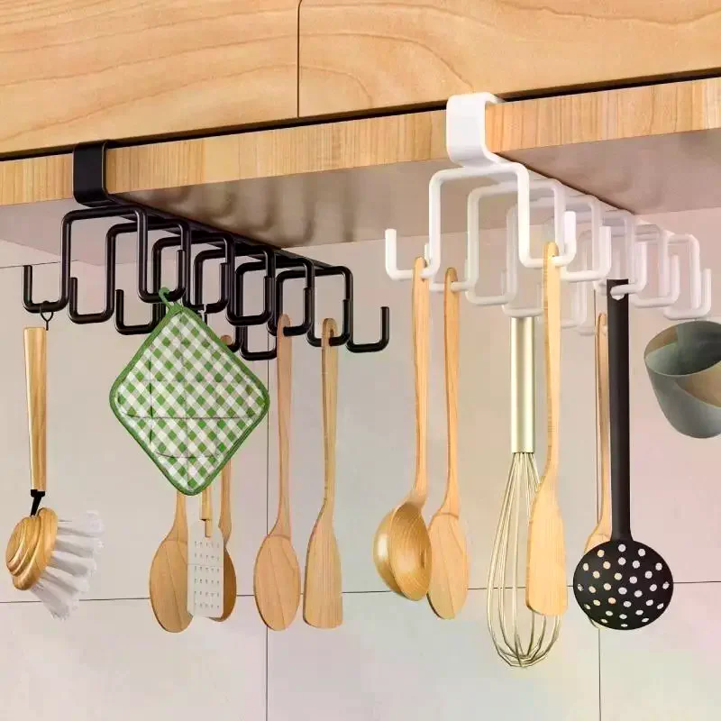Storage Rack Multifunctional Wardrobe Organizing Rack 12 Hooks Kitchen Cup Holder No Punching Storage Rack Organizer Cabinet