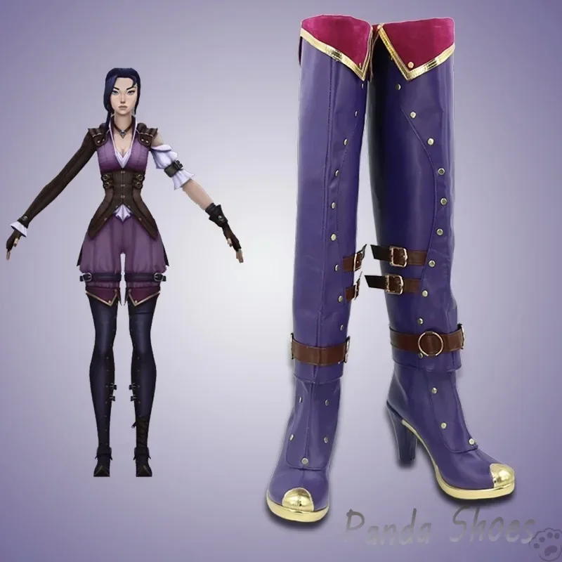 LOL Caitlyn Cosplay Shoes Anime Game League of Legends Long Boots Caitlyn Kirraman Cosplay Costume Prop Shoes for Halloween