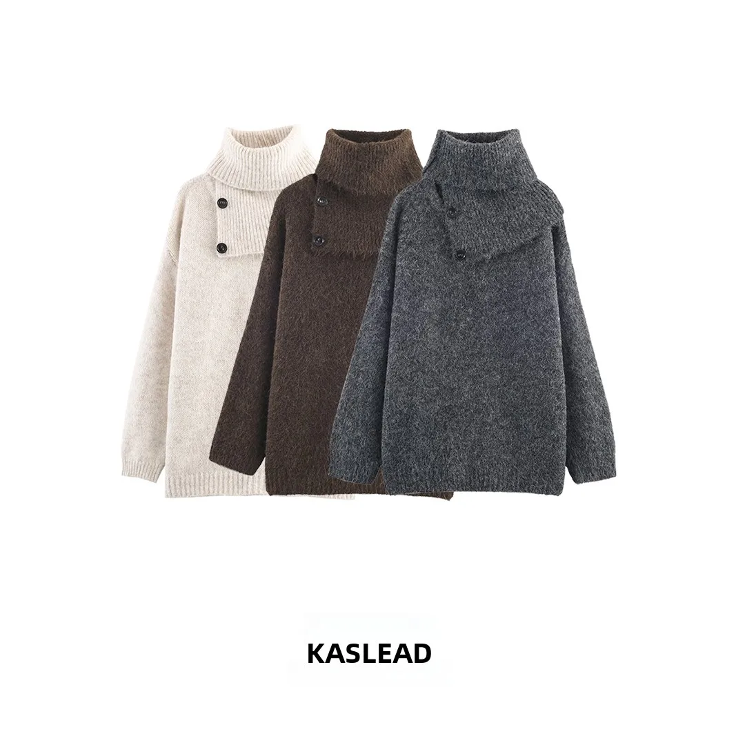 

KASLEAD новый женский модный шарф Ne Long Sve свободный вязаный свитер круглый пуловер из полиэфирного волокна зимний сезон