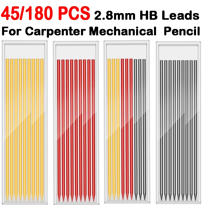 45/90/180 Stuks 2.8Mm Hb Navulling Leads Voor Timmerman Potlood Mechanische Potlood Vullingen Voor School Kantoorbenodigdheden