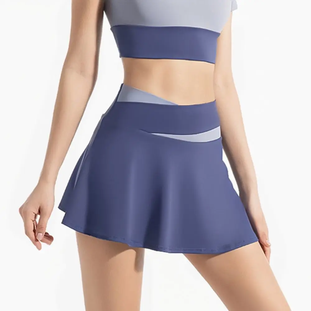 Seamless Cross-waist Women's Tennis Skirts Breathable Soft Stretchy Women Dress High Waist Quick Dry Fitness Skirt Tennis