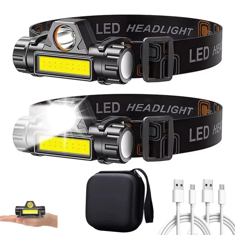 Rechargeable COB LED USB Headlamp Strong Magnetic Powerful Headlight Super Bright Waterproof Head Torch For Outdoor Fishing