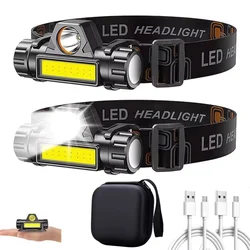 Rechargeable COB LED USB Headlamp Strong Magnetic Powerful Headlight Super Bright Waterproof Head Torch For Outdoor Fishing