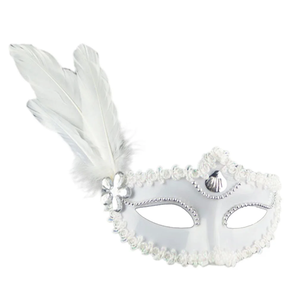 Halloween Women Face Mask Masquerade Make Up Party  Mask for Easter Party Festival Bar Costume Cosplay Accessory (White)