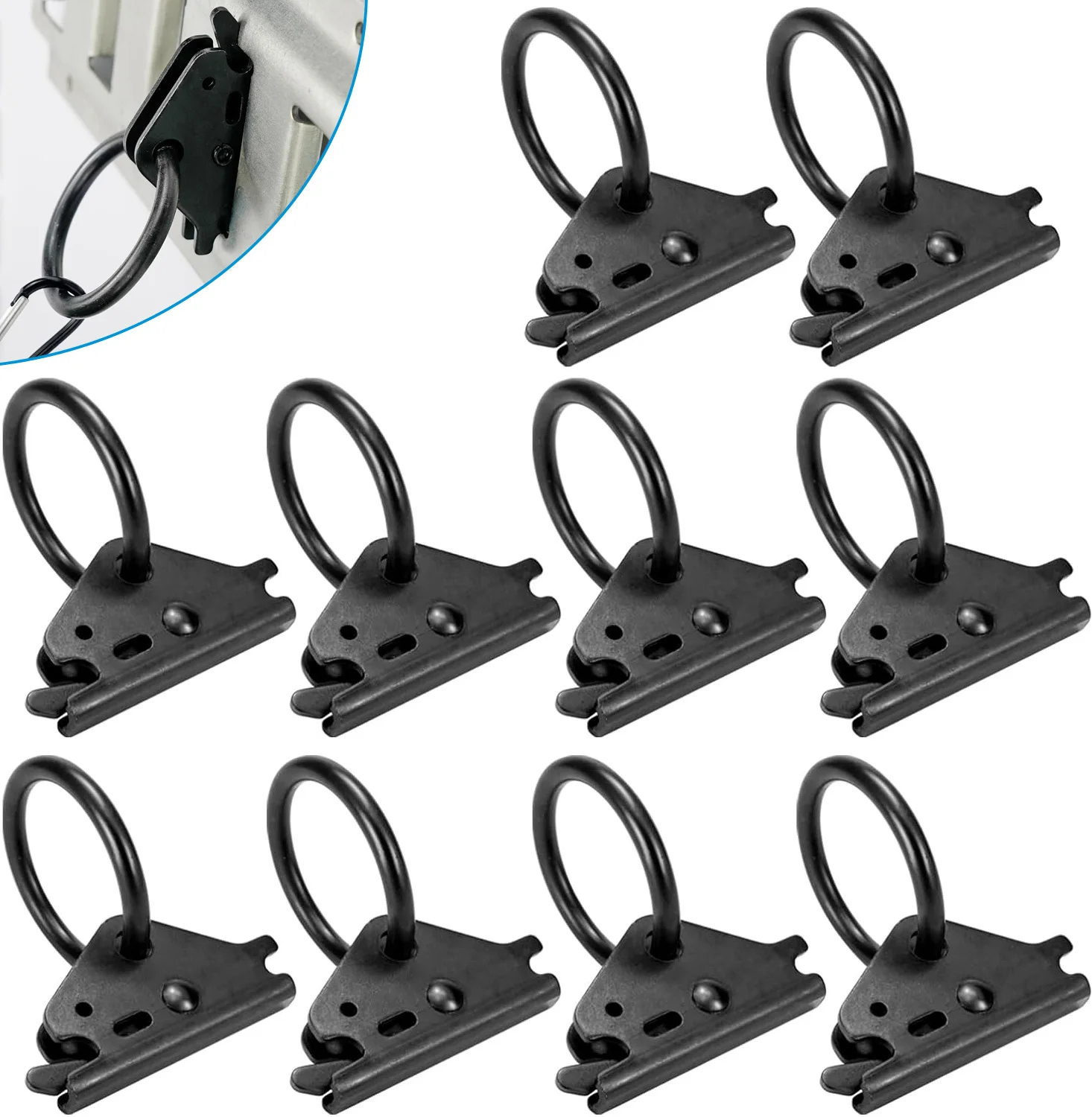 10-Pack Heavy Duty Steel E-Track O-Rings Tie-Down Anchors, for Trailers, Trucks, E Track Accessories