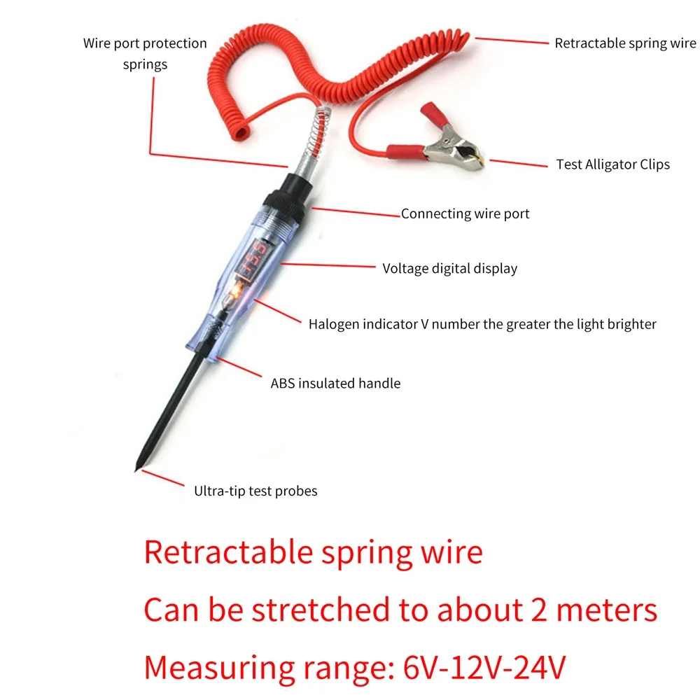 Auto Circuit Tester Truck Voltage Tester Circuit DC 6V 12V 24V Auto Circuit Tester Auto Diagnostic Probe Automotive Test Pen