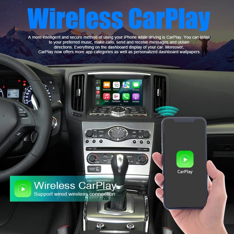 Wireless CarPlay Android Auto Adapter for Infiniti G Series G37 G35 Support Mirror Link AirPlay Plug & Play Retrofit Kit