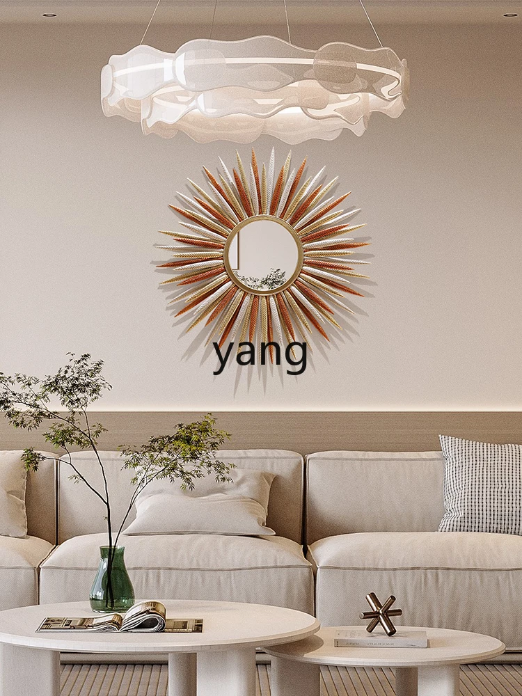 Yjq Modern Light Luxury Living Room Soft Decoration Wall Three-Dimensional Iron Hallway Sun Mirror Room Hanging Decorations