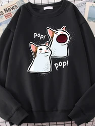 Females Sweatshirts Two Long Ears White Cats Printed Pullover Womans Oversize Sweater Korean Fashion Kawaii Animal Womens Hoodie