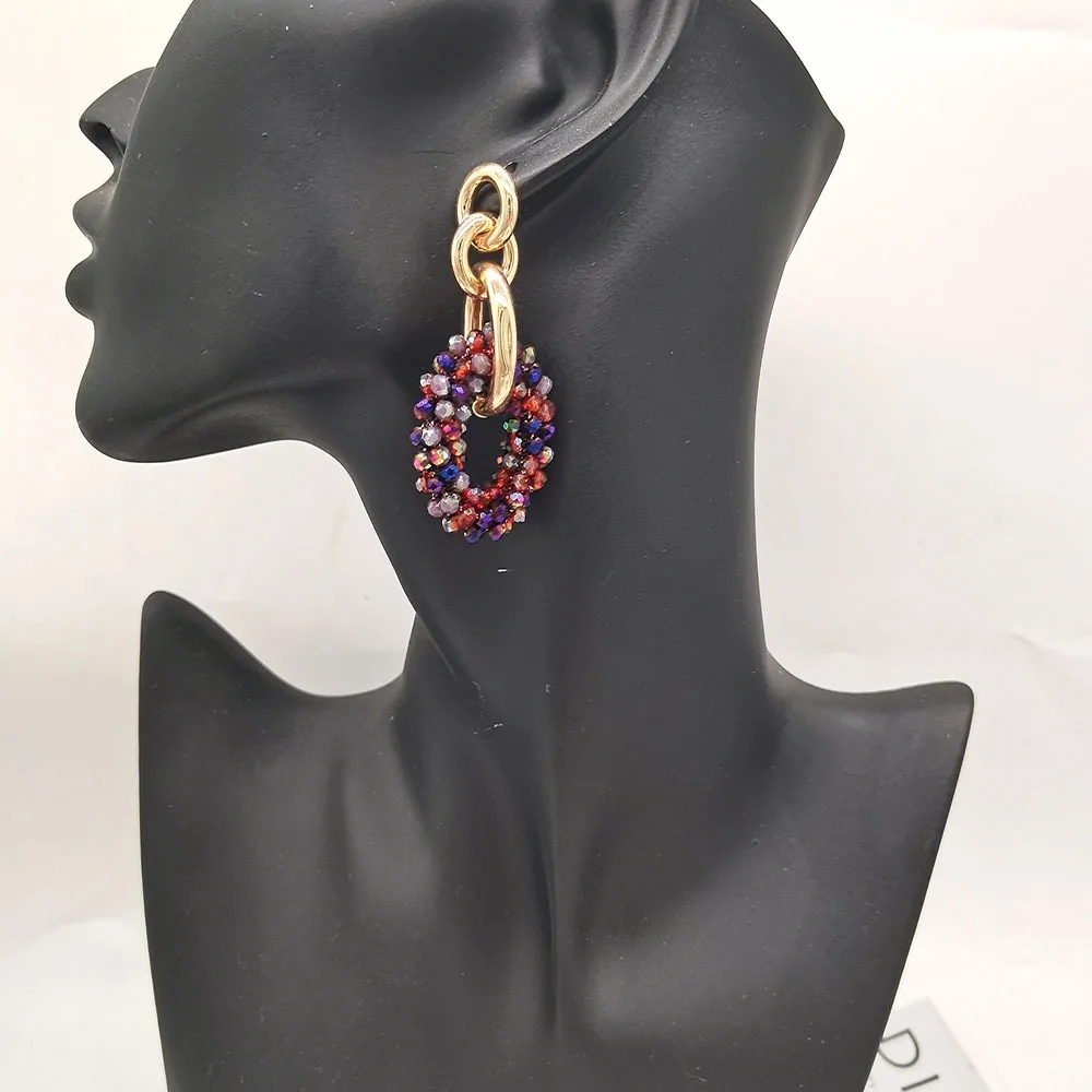 New in Vintage jewellery earrings women Bohemian handmade Women\'s earrings for girls dangle jewelry rice beaded round hoops