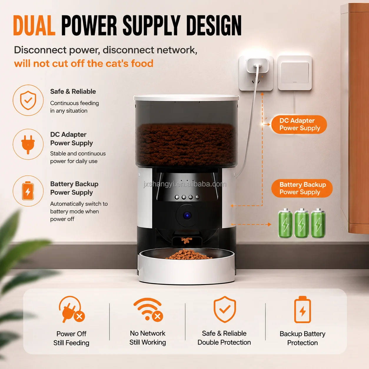 Prevent Chin Acne 3L Smart Pet Feeder With Camera WiFi App Control Automatic Cat Food Dispenser With Stainless Steel Tray