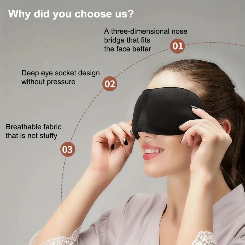 Eye Mask for Sleeping 3D Contoured Cup Blindfold Concave Molded Night Sleep Face Masks Block Out Light with Women Men Eyepatch