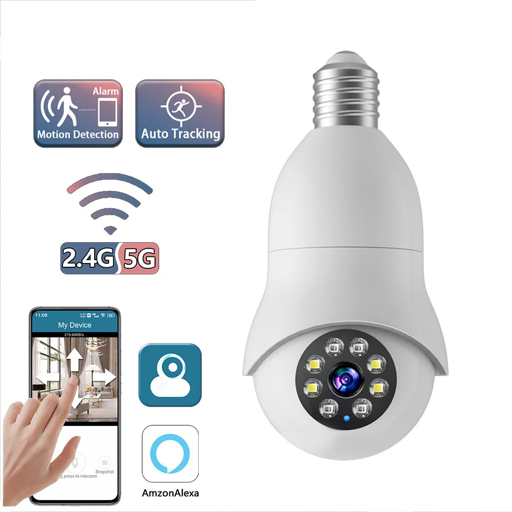 

2MP 1080P YiLot APP 5G E27 Lamp Head Holder Wireless PTZ Intercom IP Camera IR Night Vision Home Security CCTV Baby Monitor