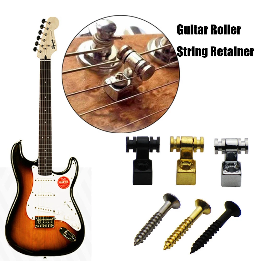 3 Colors Electric Guitar String Tree with Screw Electric Guitar Chrome Roller Alloy String Trees Retainer Electric Guitar Parts