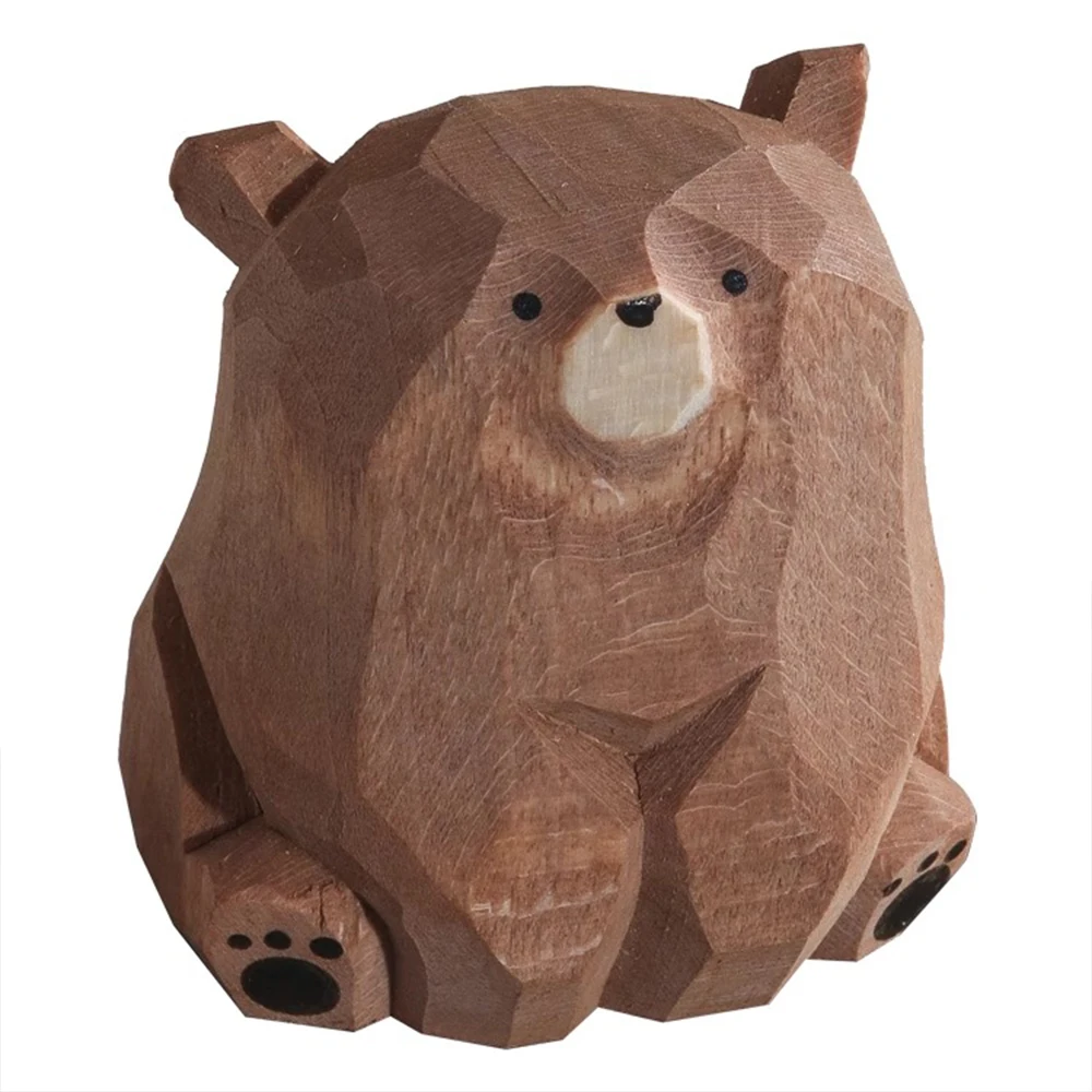 Hand-Carved Wooden Bear Set 6