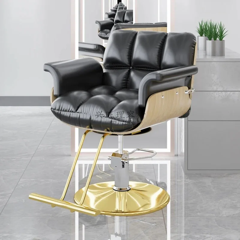 Salon Beauty Barber Chair Iron Barbershop Gold Comfort Men Barber Chair Personalized Design Silla De Barbero Salon Furniture