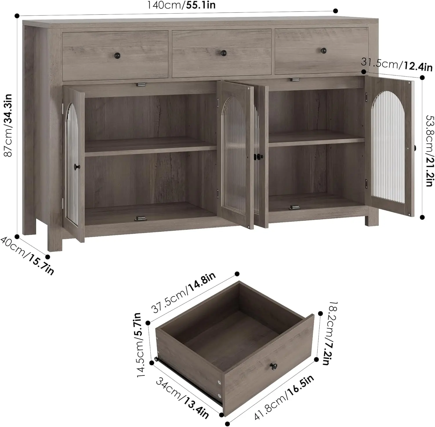 Buffet Cabinet with Storage, 55.1