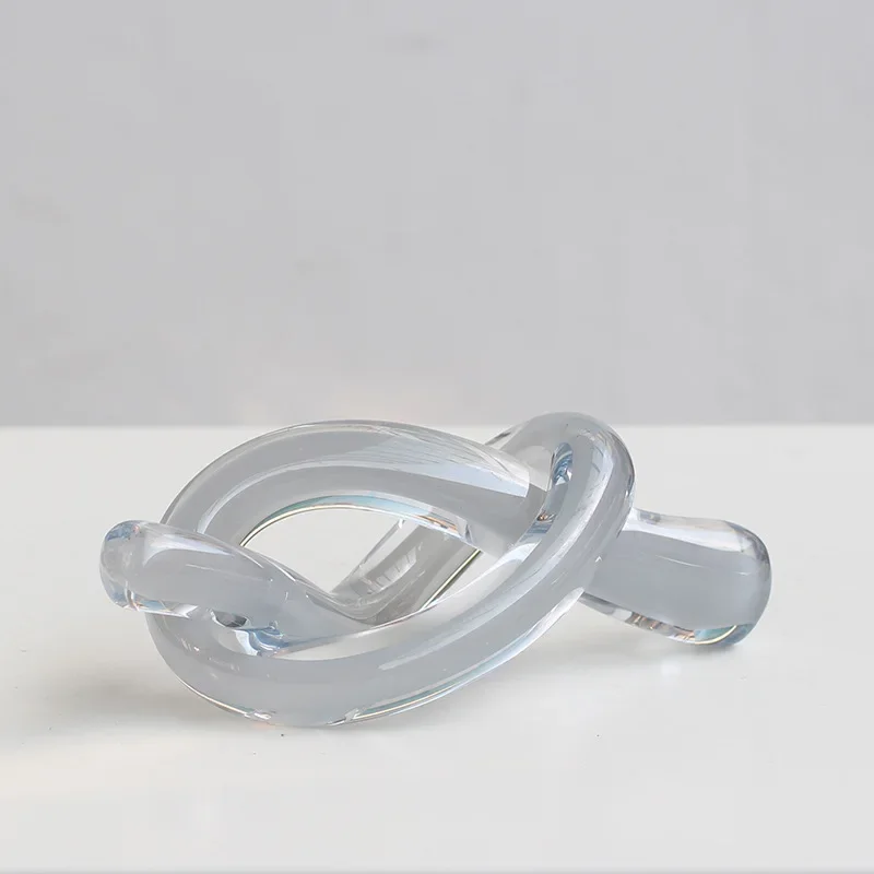 Figurines Home Decor Accessories Creative Cutout Geometric Glass Hollow Sculpture Glass Twine Transparent Knot Decor Figurines