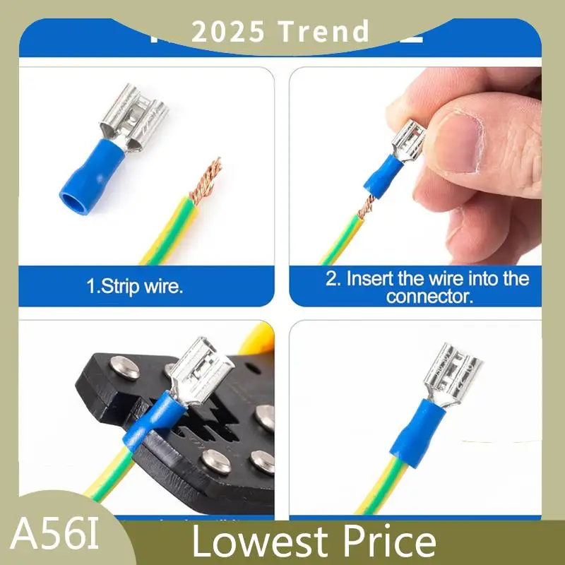 ABDD 1/4" Conectores de pá fêmea Kit combinado de conectores Terminais de crimpagem elétrica fêmea, 22-16 AWG