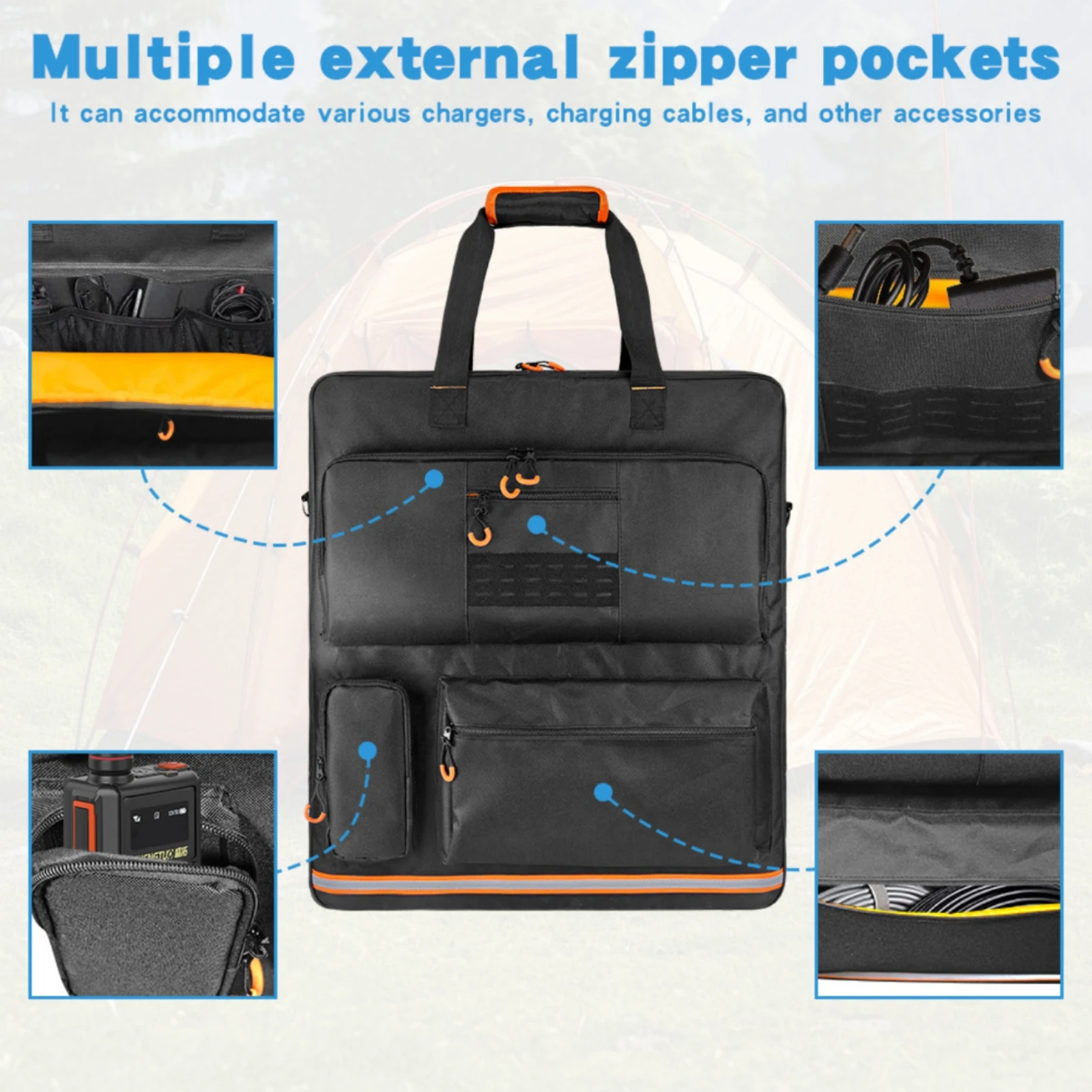 Solar Panel Travel Bag with Shoulder Strap Waterproof Solar Panel Bag with Shoulder Strap Portable Adjustable for Campers view 3