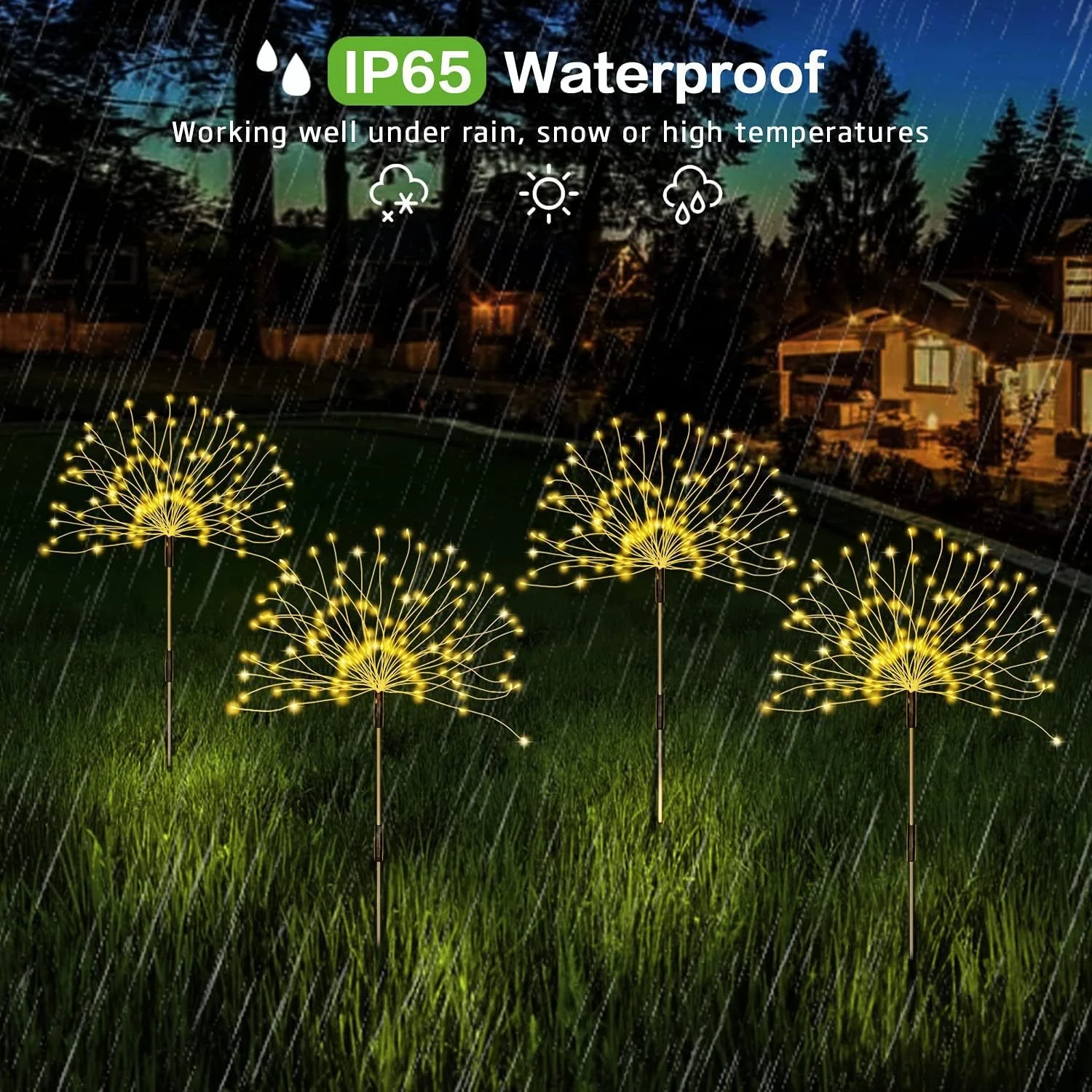 LED cross-border solar ground stake lawn light dandelion string lights outdoor holiday courtyard garden decoration firework ligh