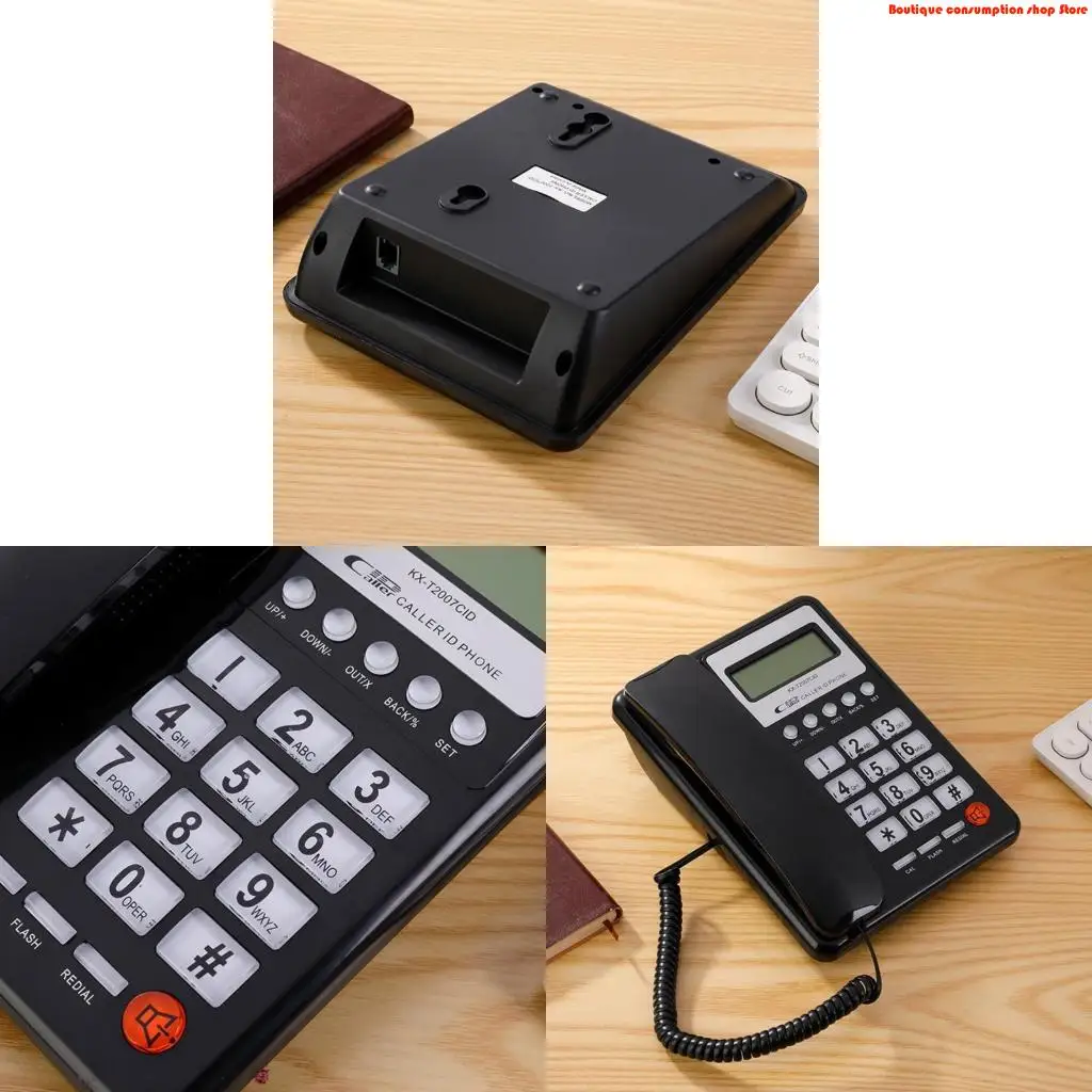L9NA WiredLandline Phone Corded Desk Telehone with CallerID Stable LCD Clear Display DTMF/FSKfor Office and Home Use