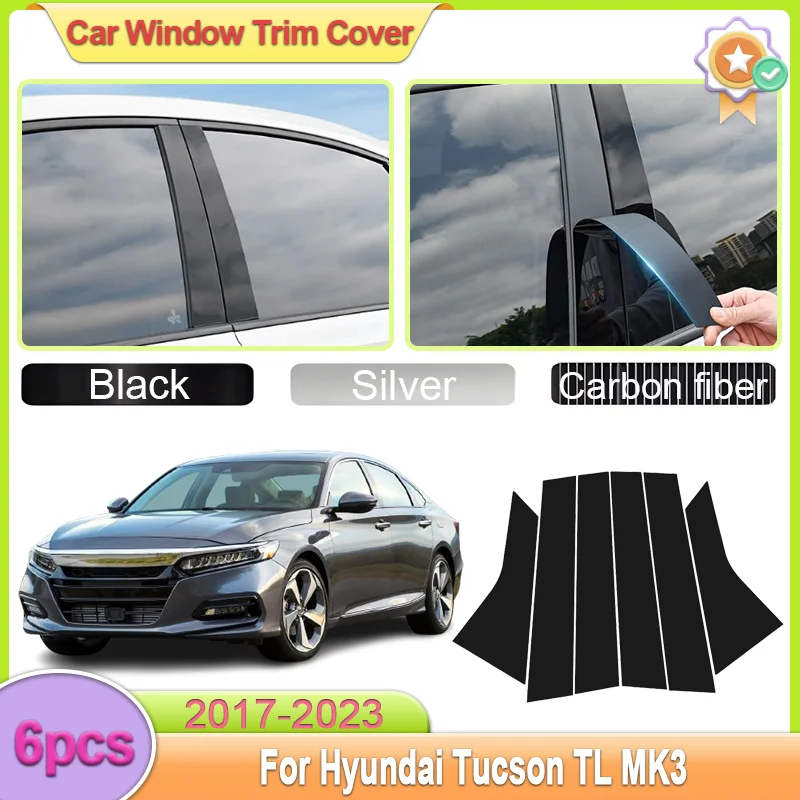 

For Honda Accord MK10 2017-2023 2020 6pcs B C Column Pillar Posts Door Decal Stickers B C Column Pillar Stickers Car Accessories