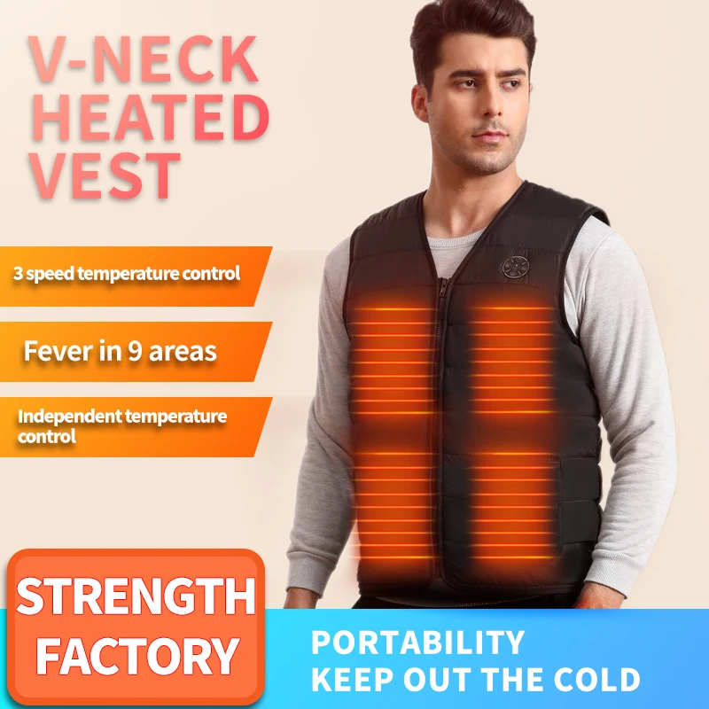 

9 Areas Winter Warm Heated Vest Men Women Motorcycle Heated Jacket USB Electric Smart Heating Vest For Skiing Fishing Outdoor