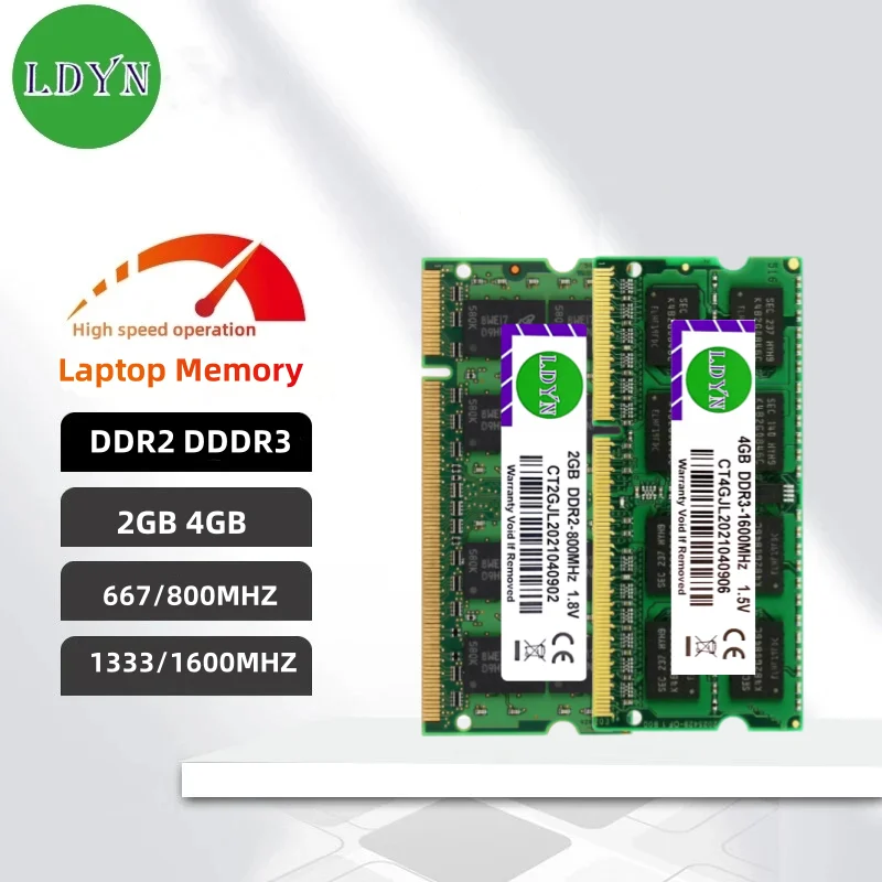 10PCS  Memory Ram SODIMM DDR2 DDR3 2GB 4GB 667MHZ 800MHZ 1333MHZ 1600MHZ PC3-12800S 10600S 1.5V NON-ECC Laptop Memory RAM