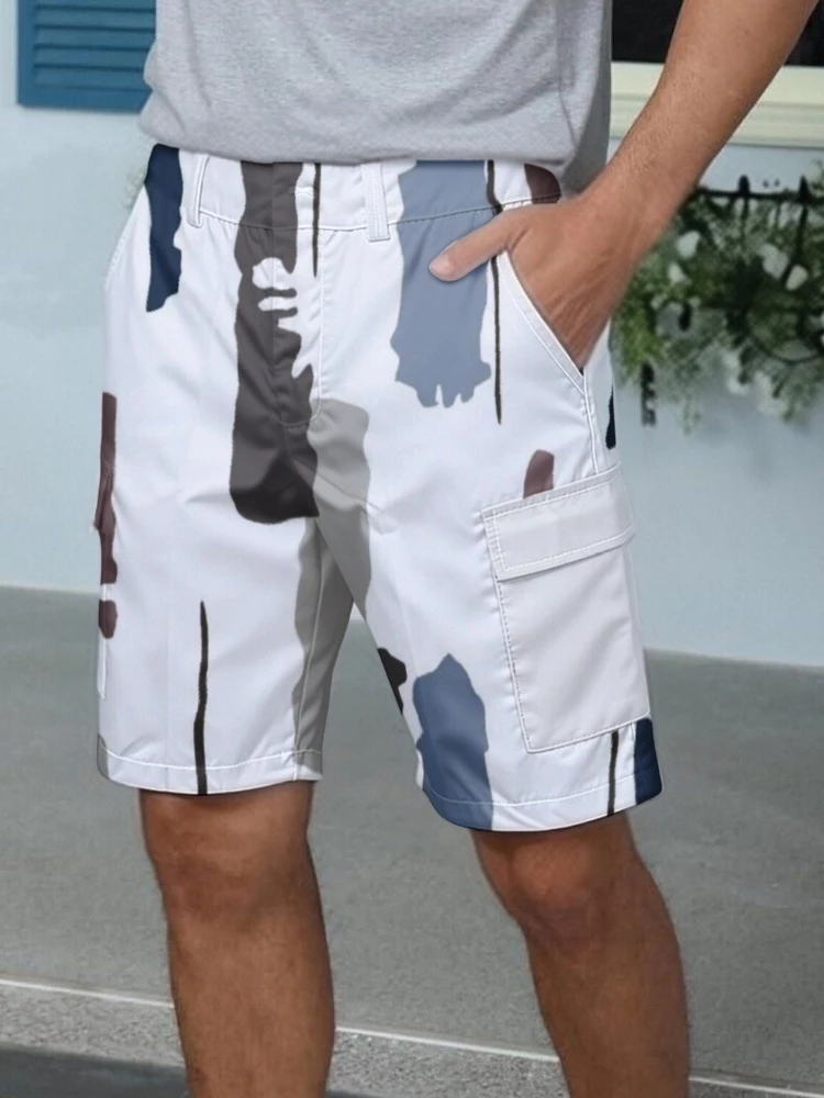 

Men's Trendy Abstract Print Cargo Shorts Casual Loose-Fit Multi-Pocket Short Pants Summer Streetwear 2026 New Bottoms
