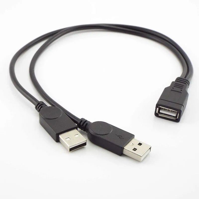 2 In 1 USB 2.0 A Male To Dual Female Splitter DC Power Supply Extension Cable Super Speed Data Sync Charging For U Disks A2