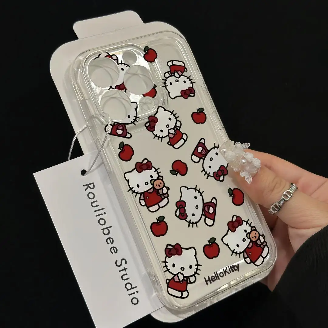 Sanrio Hello Kitty Bow Case For Xiaomi Redmi Note 13 Pro 12 11 10 Plus 14C 13C 12C 9A  cover Silicone Funda  Soft Transparent