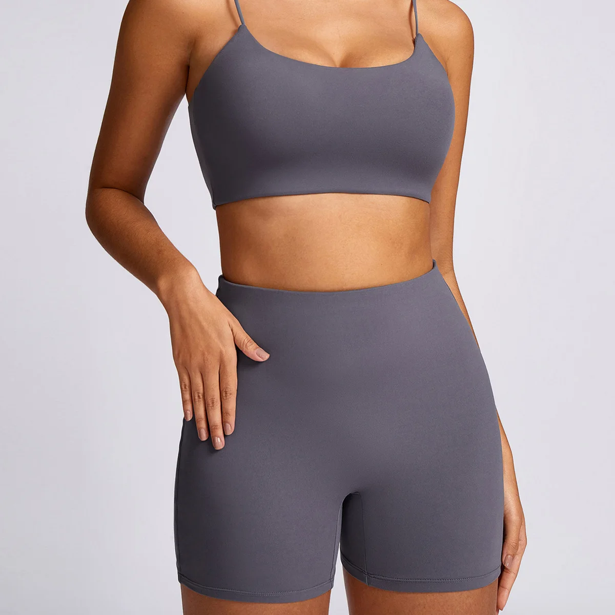 Yoga Set Women 2Pcs Workout Seamless Clothes Crop Top High Waist Leggings Shorts Fitness Gym Wear Knitted Sport Suits Sportswear image 2