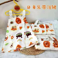 40*98 CM Baby Boy Girl Cartoon Anpanman Print Children Hooded Bath Towel Cloak Sling Water Absorbing Bath Skirt Infant Bathrobes