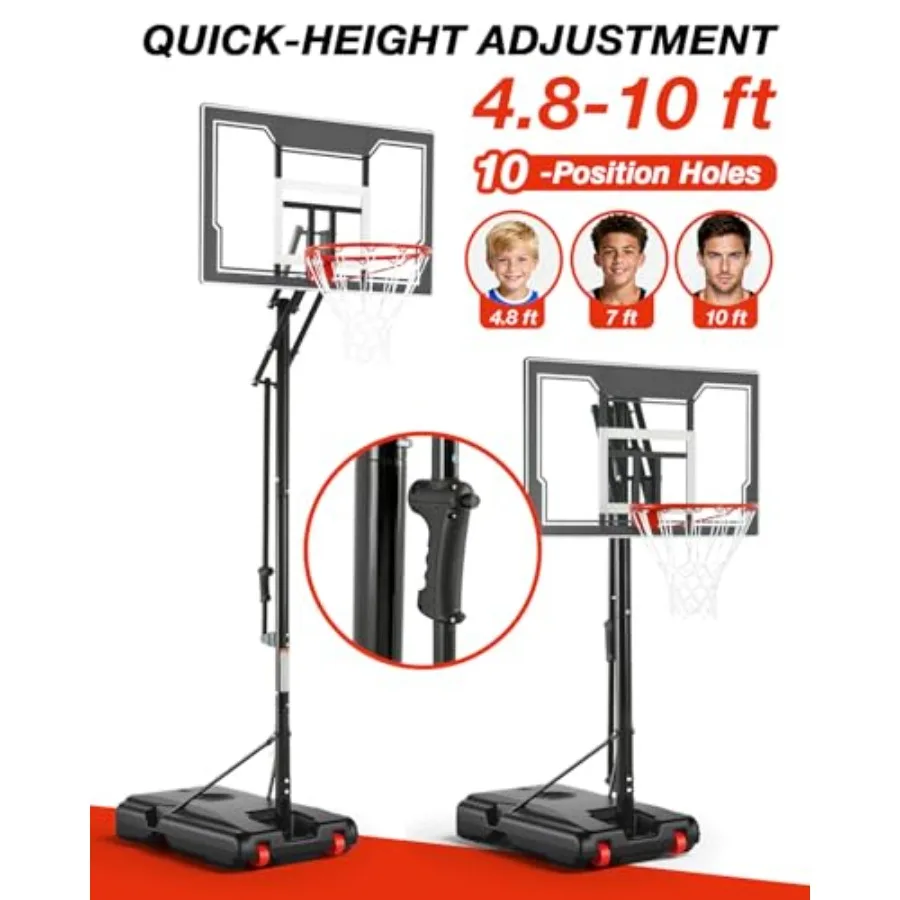 Höhenverstellbares Basketballkorbsystem für Jugendliche und Jugendliche. Tragbares Outdoor-Basketballtor mit 33, bruchsicherer Rückwand-ID