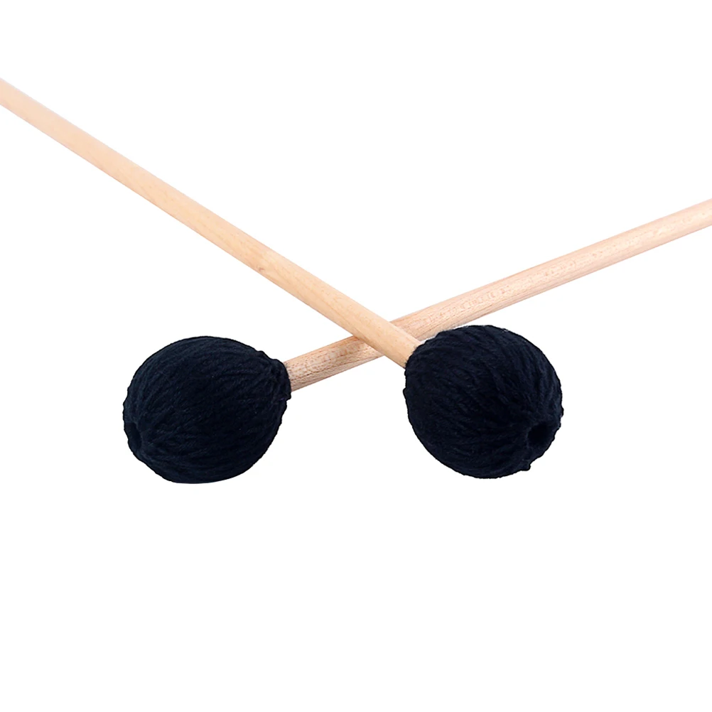 

2Pcs Wool Head Mallet Wool Felt Head Drum Mallet Hard Black Wooden Bass Drum Stick Percussion Instrument Durable Design