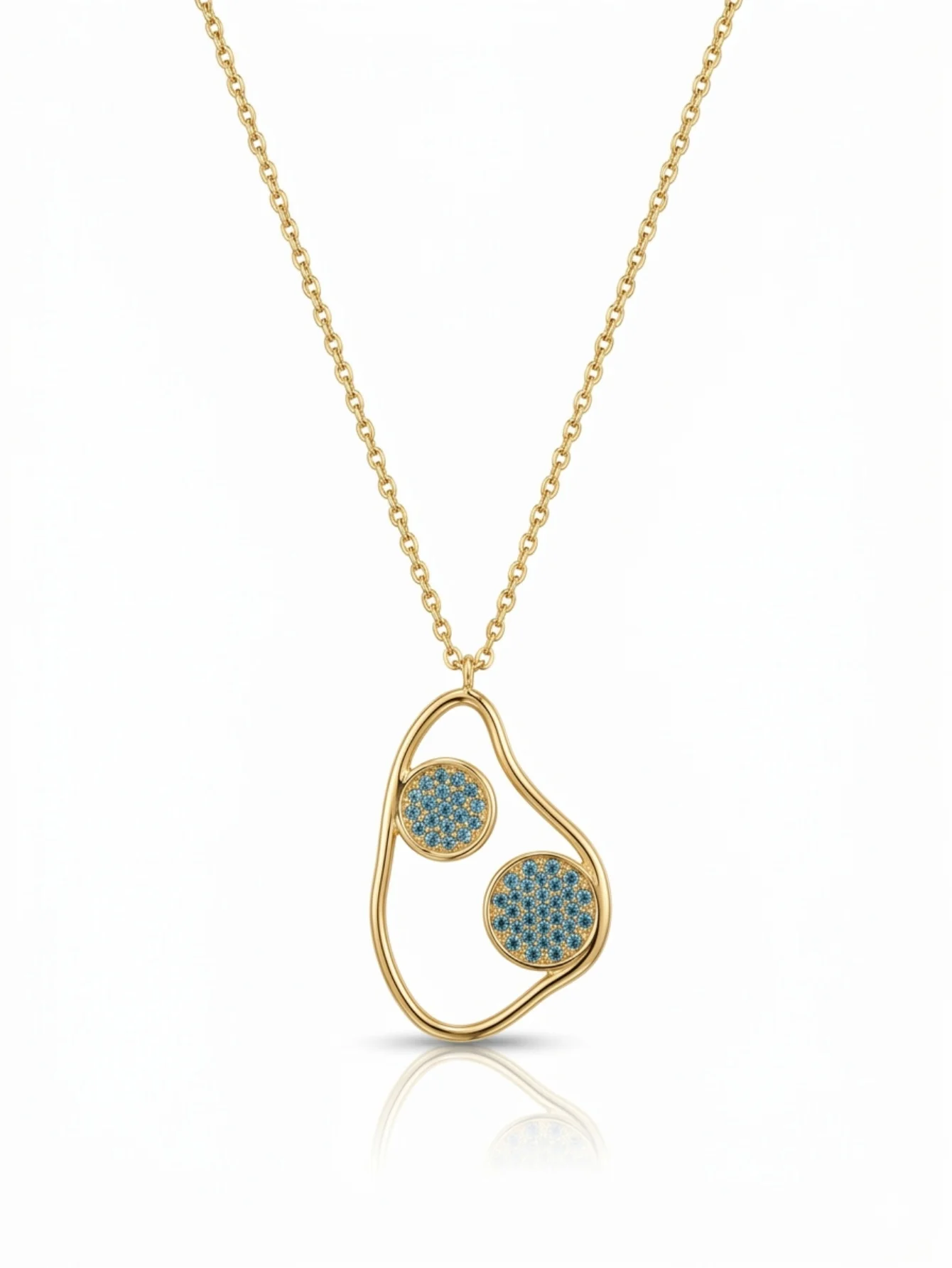 Abstract Irregular Open Pendant Necklace For Women Gold Tone Micro Pave Green Cubic Zirconia Minimalist Daily Wear Jewelry Gif