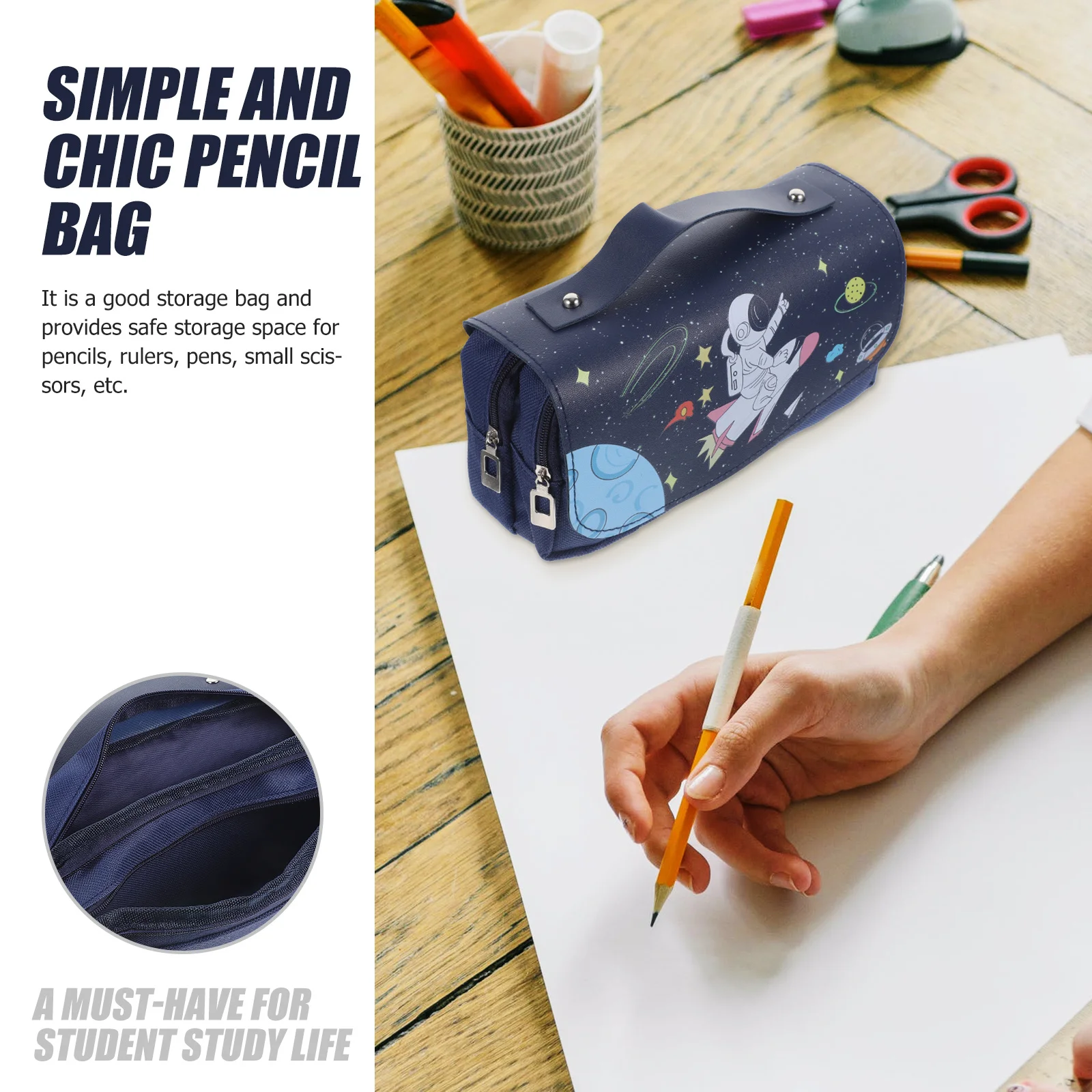 Large Capacity Adorable Pencil Bag Portable Pen Storage Pouch with Zipper Multi-Function Daily Pencil Pouch Convenient Handheld
