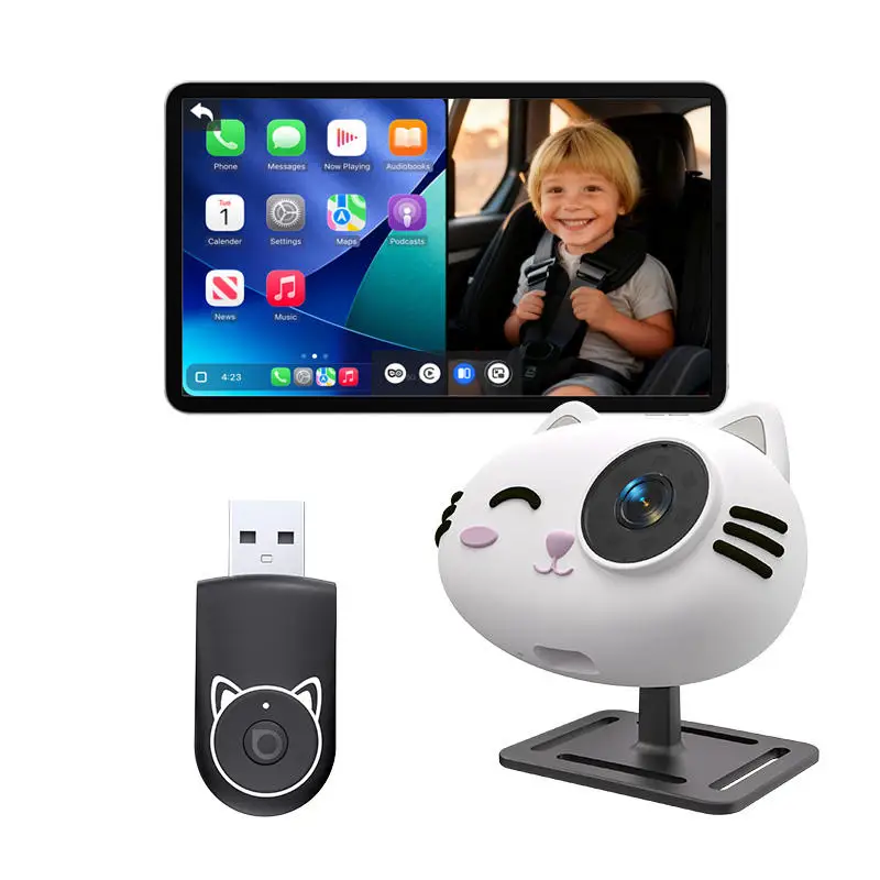 

Cat Cabin Care Wireless CarPlay Adapter Car Rear Seat Camera for Baby Pets Kids Car Accessories for Hyundai Benz VW Toyota
