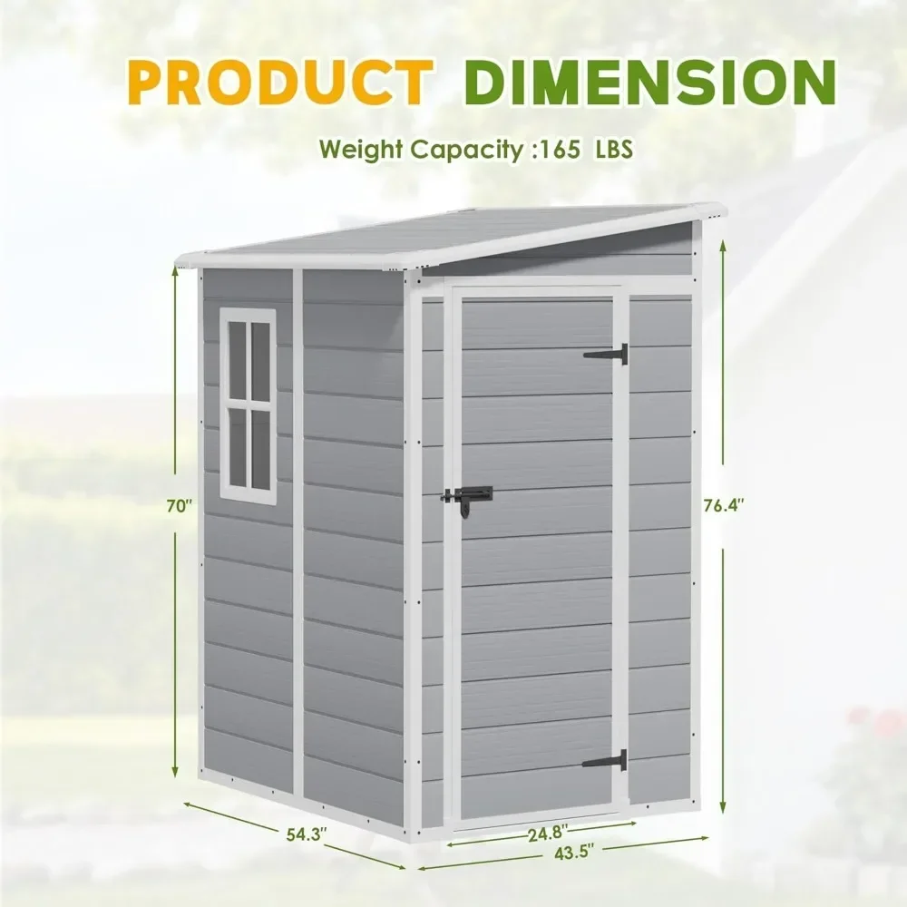 Outdoor Storage Shed 5' x 4' Plastic Resin Shed with Floor with Lockable Door for Patio Backyard Lawn,Tool Sheds & Storage