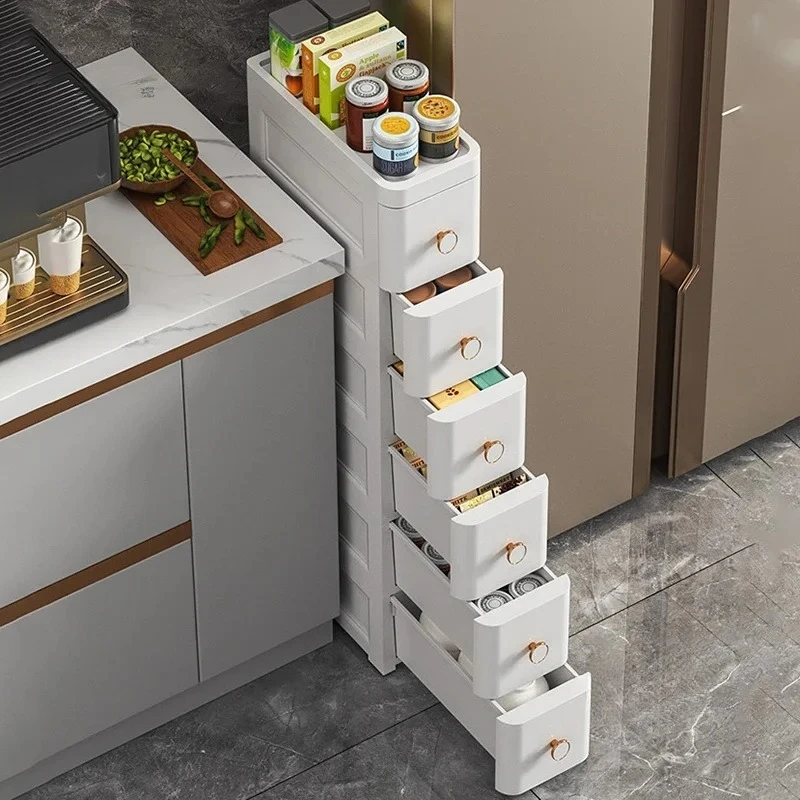 

Modern Simple Bathroom Cabinets for Toilet Narrow Edge Drawer-type Movable Cabinet Household Plastic Furniture for Dormitory